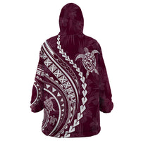 Polynesian Pride Wearable Blanket Hoodie Turtle Hibiscus Luxury Style - Champagne - Wonder Print Shop