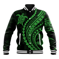 Polynesian Pride Baseball Jacket Turtle Hibiscus Luxury Style - Green LT7 - Wonder Print Shop