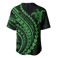 Polynesian Pride Baseball Jersey Turtle Hibiscus Luxury Style - Green LT7 - Wonder Print Shop
