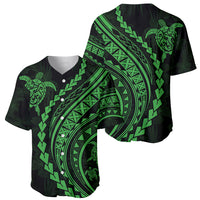 Polynesian Pride Baseball Jersey Turtle Hibiscus Luxury Style - Green LT7 - Wonder Print Shop