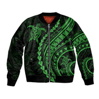 Polynesian Pride Bomber Jacket Turtle Hibiscus Luxury Style - Green LT7 - Wonder Print Shop