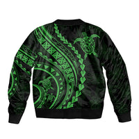 Polynesian Pride Bomber Jacket Turtle Hibiscus Luxury Style - Green LT7 - Wonder Print Shop