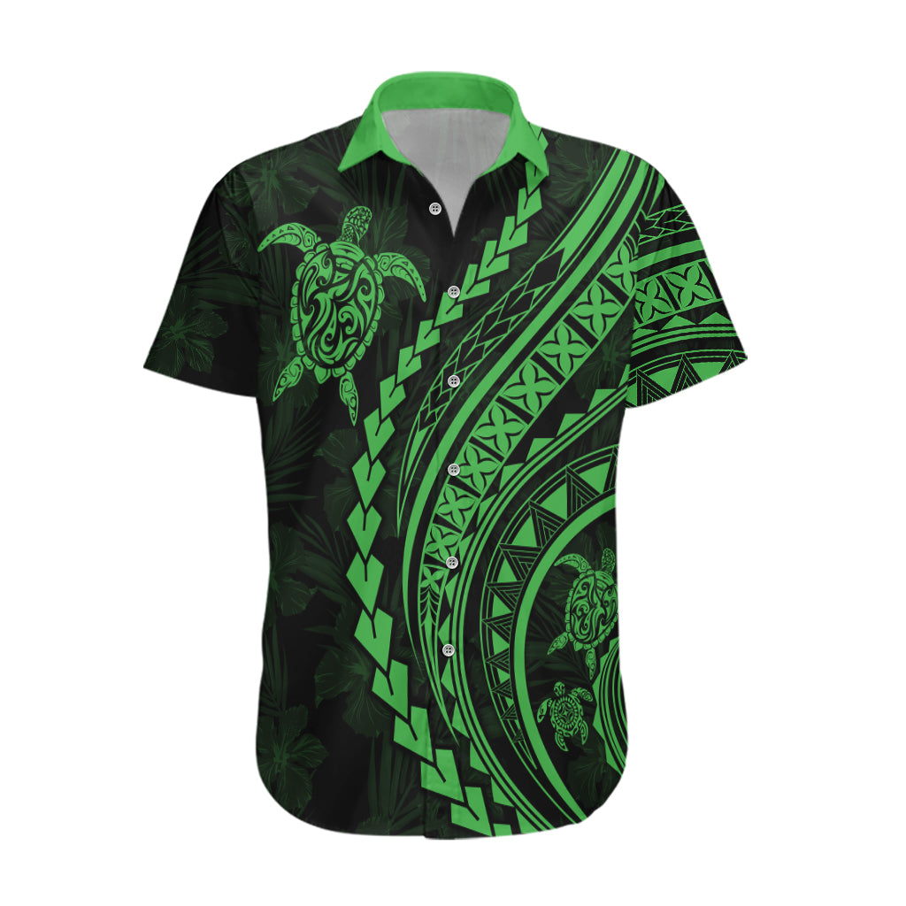 Polynesian Pride Hawaiian Shirt Turtle Hibiscus Luxury Style - Green - Wonder Print Shop