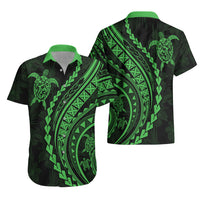 Polynesian Pride Hawaiian Shirt Turtle Hibiscus Luxury Style - Green - Wonder Print Shop