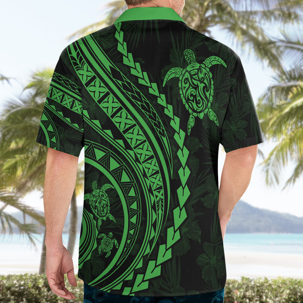 Polynesian Pride Hawaiian Shirt Turtle Hibiscus Luxury Style - Green - Wonder Print Shop