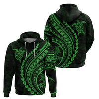 Polynesian Pride Hoodie Turtle Hibiscus Luxury Style - Green - Wonder Print Shop