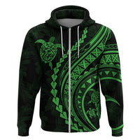 Polynesian Pride Hoodie Turtle Hibiscus Luxury Style - Green - Wonder Print Shop