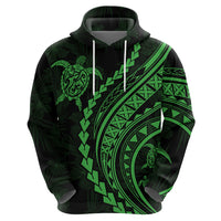 Polynesian Pride Hoodie Turtle Hibiscus Luxury Style - Green - Wonder Print Shop