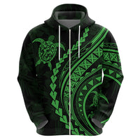 Polynesian Pride Hoodie Turtle Hibiscus Luxury Style - Green - Wonder Print Shop