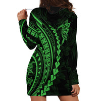 Polynesian Pride Hoodie Dress Turtle Hibiscus Luxury Style - Green - Wonder Print Shop