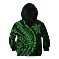 Polynesian Pride Kid Hoodie Turtle Hibiscus Luxury Style - Green - Wonder Print Shop