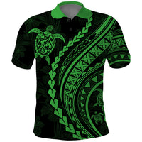 Polynesian Pride Polo Shirt Turtle Hibiscus Luxury Style - Green - Wonder Print Shop