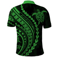 Polynesian Pride Polo Shirt Turtle Hibiscus Luxury Style - Green - Wonder Print Shop