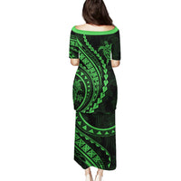 Polynesian Pride Puletasi Turtle Hibiscus Luxury Style - Green - Wonder Print Shop