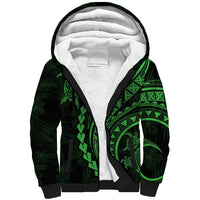 Polynesian Pride Sherpa Hoodie Turtle Hibiscus Luxury Style - Green - Wonder Print Shop
