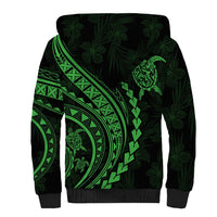 Polynesian Pride Sherpa Hoodie Turtle Hibiscus Luxury Style - Green - Wonder Print Shop
