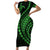 Polynesian Pride Short Sleeve Bodycon Dress Turtle Hibiscus Luxury Style - Green - Wonder Print Shop