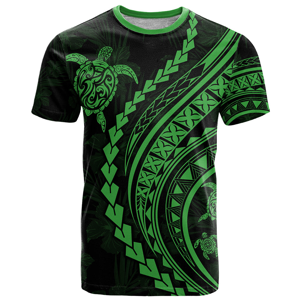 Polynesian Pride T Shirt Turtle Hibiscus Luxury Style - Green - Wonder Print Shop