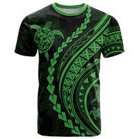 Polynesian Pride T Shirt Turtle Hibiscus Luxury Style - Green - Wonder Print Shop