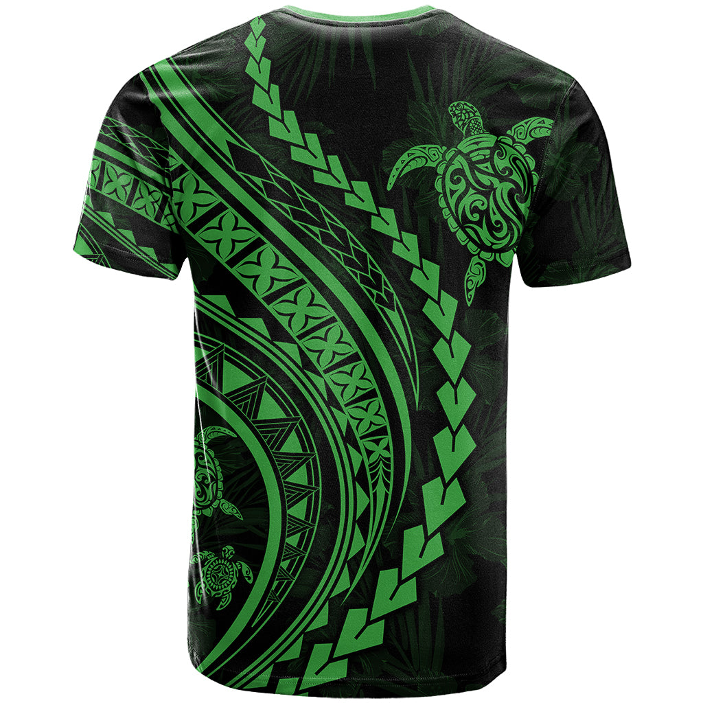 Polynesian Pride T Shirt Turtle Hibiscus Luxury Style - Green - Wonder Print Shop