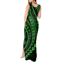 Polynesian Pride Tank Maxi Dress Turtle Hibiscus Luxury Style - Green - Wonder Print Shop