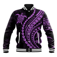 Polynesian Pride Baseball Jacket Turtle Hibiscus Luxury Style - Lilac LT7 - Wonder Print Shop