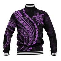 Polynesian Pride Baseball Jacket Turtle Hibiscus Luxury Style - Lilac LT7 - Wonder Print Shop