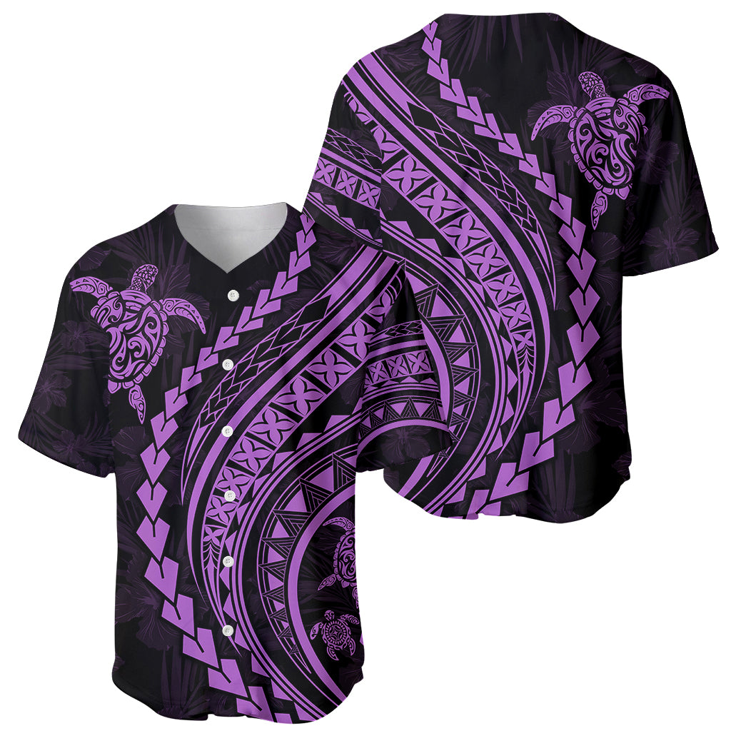 Polynesian Pride Baseball Jersey Turtle Hibiscus Luxury Style - Lilac LT7 - Wonder Print Shop