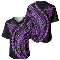 Polynesian Pride Baseball Jersey Turtle Hibiscus Luxury Style - Lilac LT7 - Wonder Print Shop