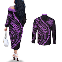 polynesian-pride-couples-matching-off-the-shoulder-long-sleeve-dress-and-long-sleeve-button-shirts-turtle-hibiscus-luxury-style-lilac