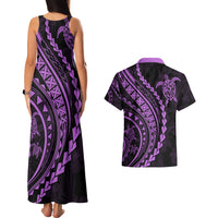 Polynesian Pride Couples Matching Tank Maxi Dress and Hawaiian Shirt Turtle Hibiscus Luxury Style - Lilac LT7 - Wonder Print Shop