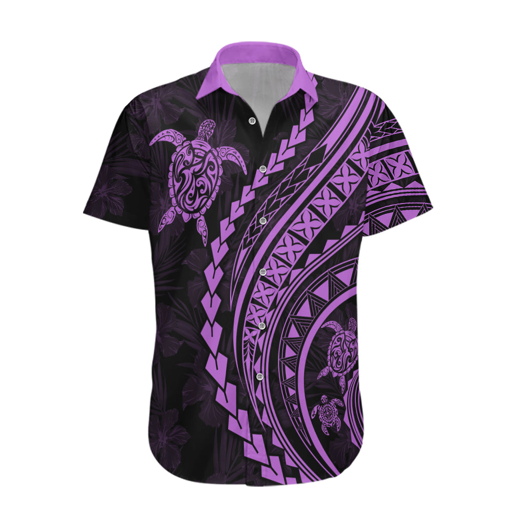 Polynesian Pride Hawaiian Shirt Turtle Hibiscus Luxury Style - Lilac - Wonder Print Shop