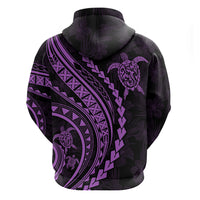 Polynesian Pride Hoodie Turtle Hibiscus Luxury Style - Lilac - Wonder Print Shop