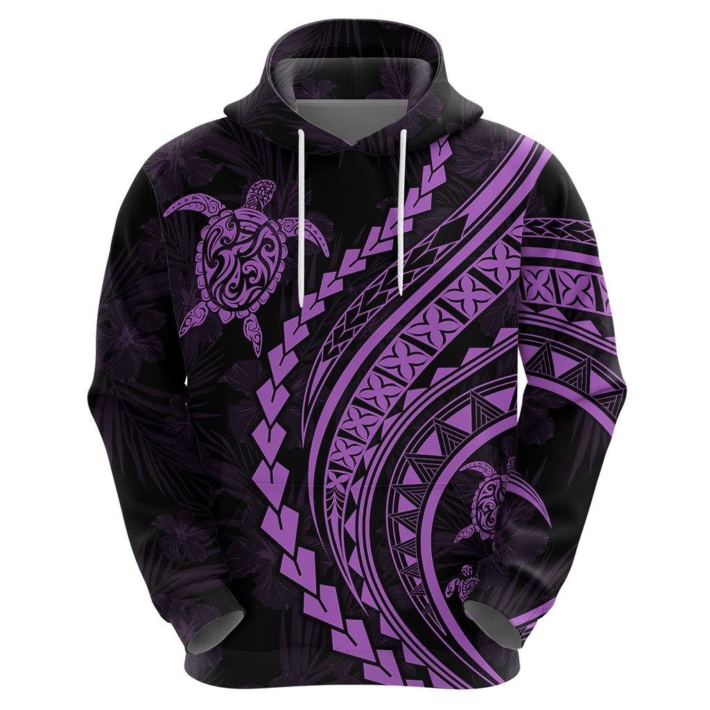 Polynesian Pride Hoodie Turtle Hibiscus Luxury Style - Lilac - Wonder Print Shop