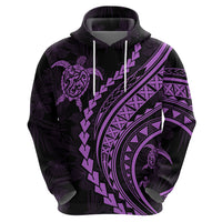 Polynesian Pride Hoodie Turtle Hibiscus Luxury Style - Lilac - Wonder Print Shop