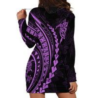 Polynesian Pride Hoodie Dress Turtle Hibiscus Luxury Style - Lilac - Wonder Print Shop