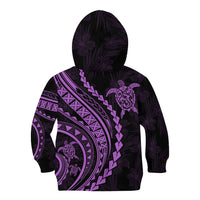 Polynesian Pride Kid Hoodie Turtle Hibiscus Luxury Style - Lilac - Wonder Print Shop