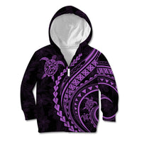 Polynesian Pride Kid Hoodie Turtle Hibiscus Luxury Style - Lilac - Wonder Print Shop