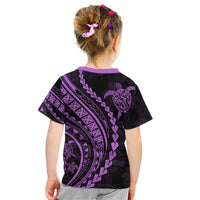 Polynesian Pride Kid T Shirt Turtle Hibiscus Luxury Style - Lilac - Wonder Print Shop