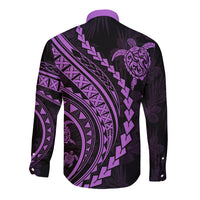 Polynesian Pride Long Sleeve Button Shirt Turtle Hibiscus Luxury Style - Lilac - Wonder Print Shop