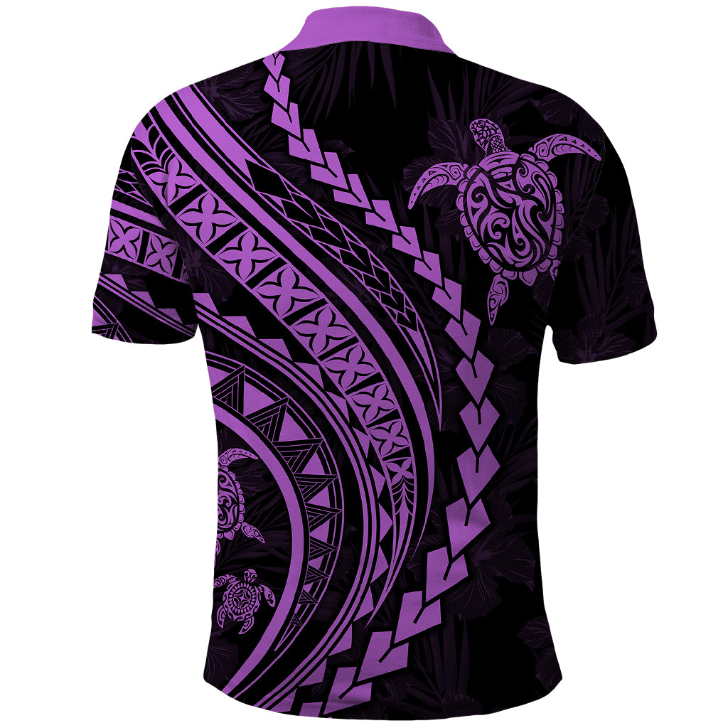 Polynesian Pride Polo Shirt Turtle Hibiscus Luxury Style - Lilac - Wonder Print Shop