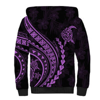 Polynesian Pride Sherpa Hoodie Turtle Hibiscus Luxury Style - Lilac - Wonder Print Shop