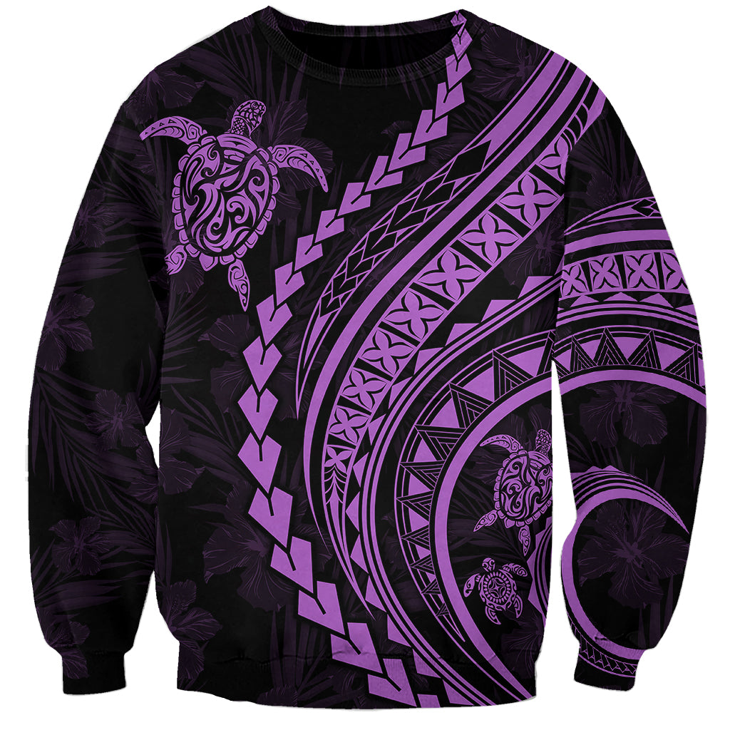 Polynesian Pride Sweatshirt Turtle Hibiscus Luxury Style - Lilac - Wonder Print Shop