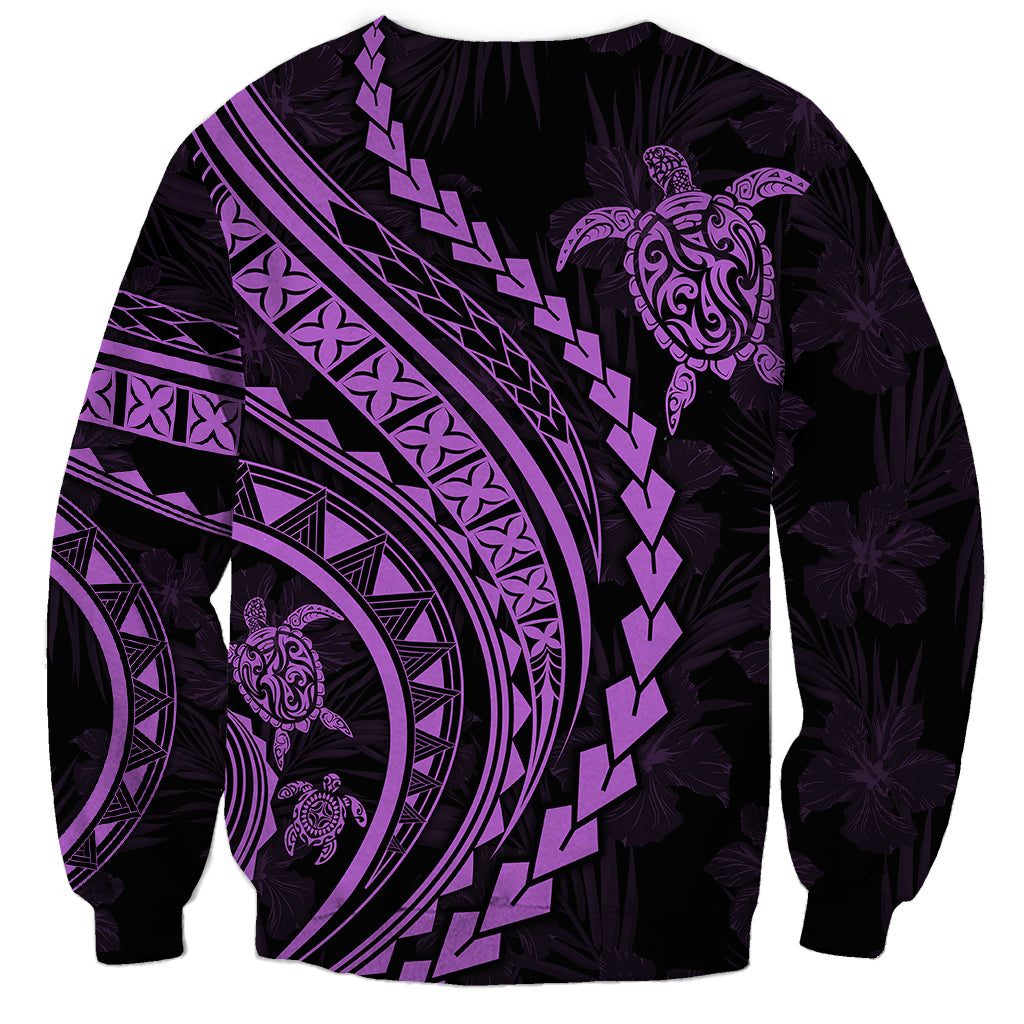 Polynesian Pride Sweatshirt Turtle Hibiscus Luxury Style - Lilac - Wonder Print Shop