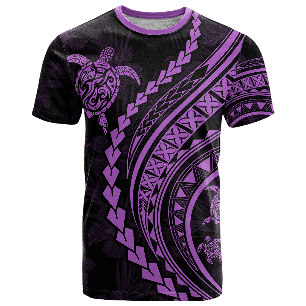 Polynesian Pride T Shirt Turtle Hibiscus Luxury Style - Lilac - Wonder Print Shop
