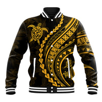 Polynesian Pride Baseball Jacket Turtle Hibiscus Luxury Style - Merigold LT7 - Wonder Print Shop