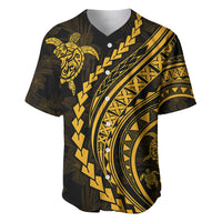 Polynesian Pride Baseball Jersey Turtle Hibiscus Luxury Style - Merigold LT7 - Wonder Print Shop