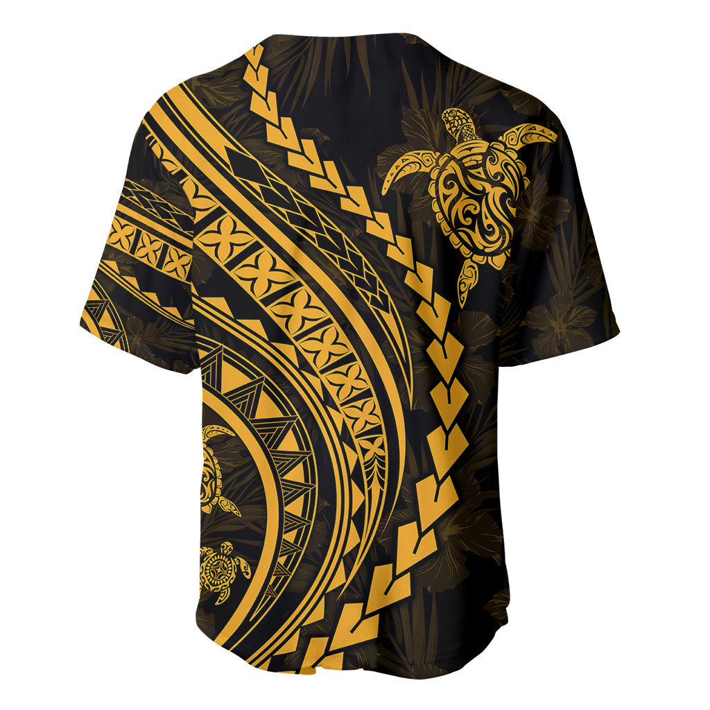 Polynesian Pride Baseball Jersey Turtle Hibiscus Luxury Style - Merigold LT7 - Wonder Print Shop
