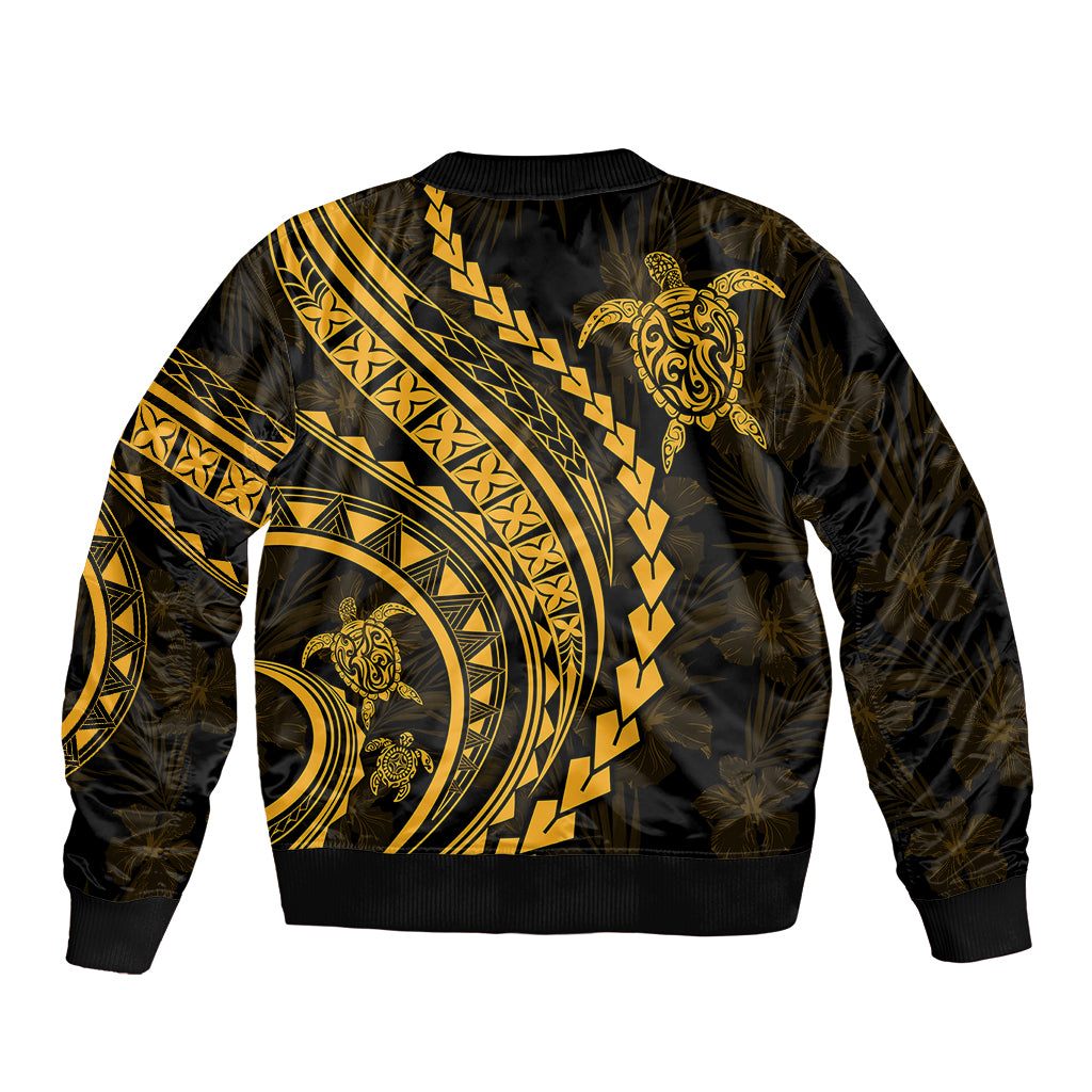 Polynesian Pride Bomber Jacket Turtle Hibiscus Luxury Style - Merigold LT7 - Wonder Print Shop