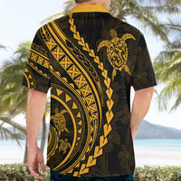 Polynesian Pride Hawaiian Shirt Turtle Hibiscus Luxury Style - Merigold - Wonder Print Shop
